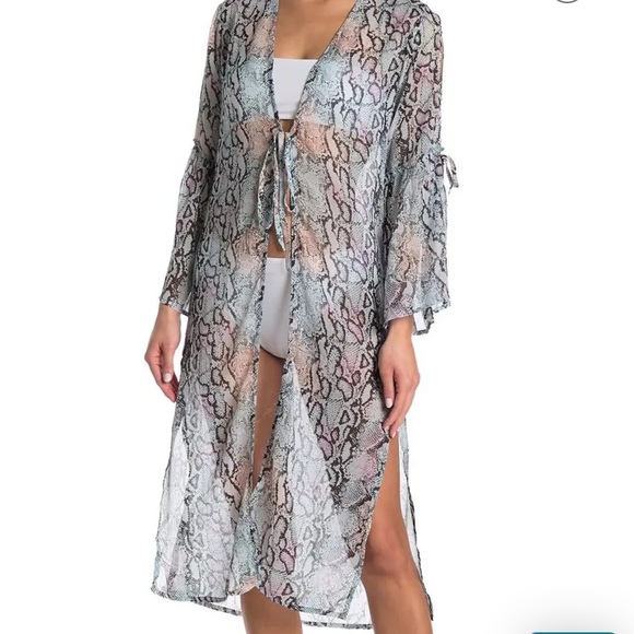 NWT [Kendall + Kylie] Duster or Swim Snakeprint Cover-Up Women's Size Large - Picture 2 of 5